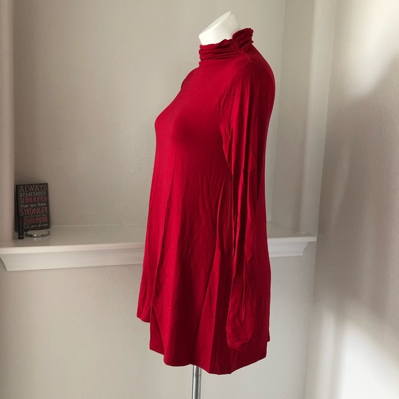 Peck & Peck Turtleneck Jester Red Top Ruche Neck Base Layer Size S NWT - Picture 4 of 10
